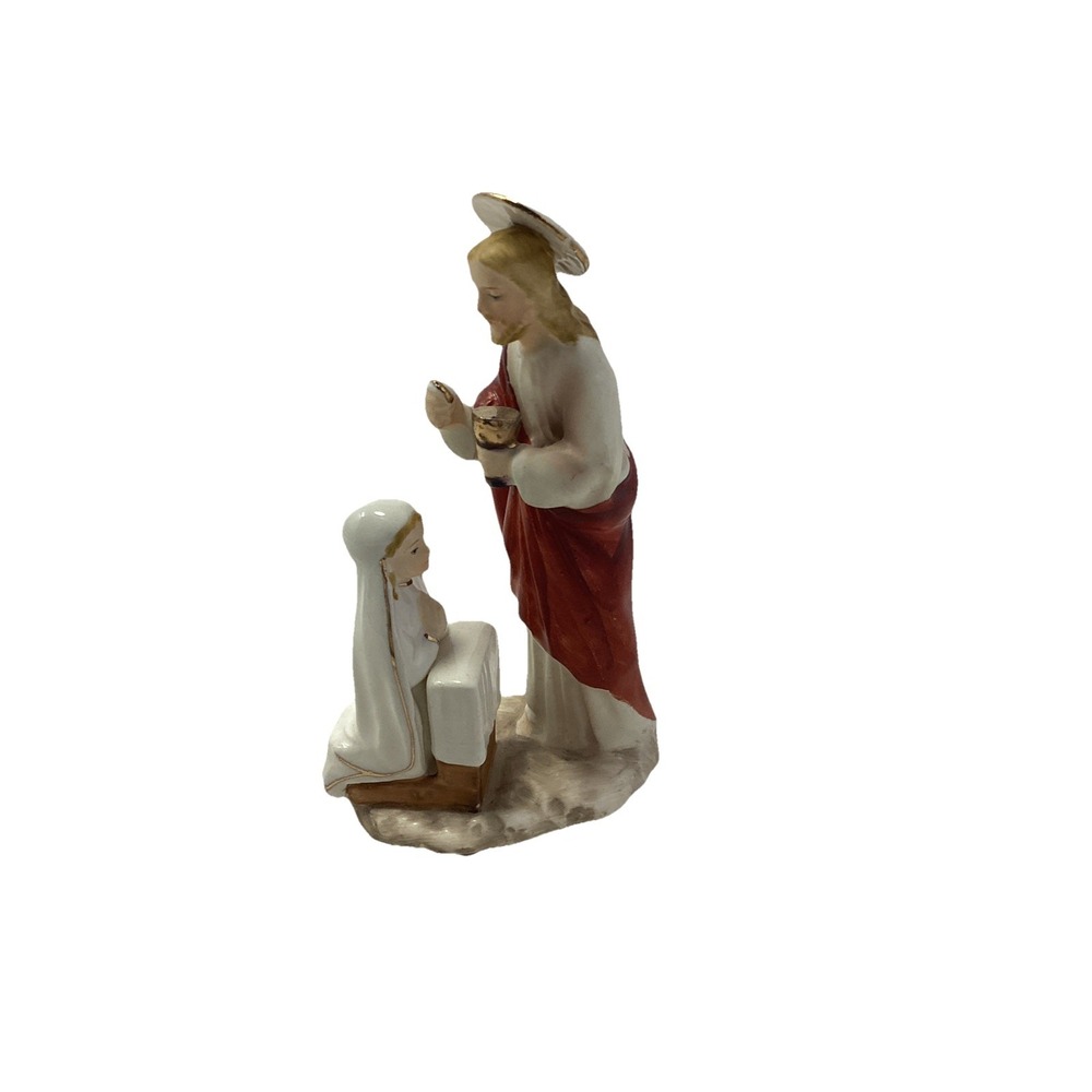 Vintage 1950's Sanmyro Jesus Little Girl First Holy Communion Figurine 5" Tall